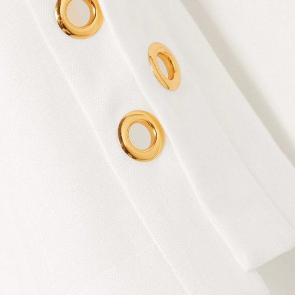 ALEXANDER MCQUEEN  One-shoulder eyelet-embellished ruffled linen-poplin dress - Picture 4 of 4